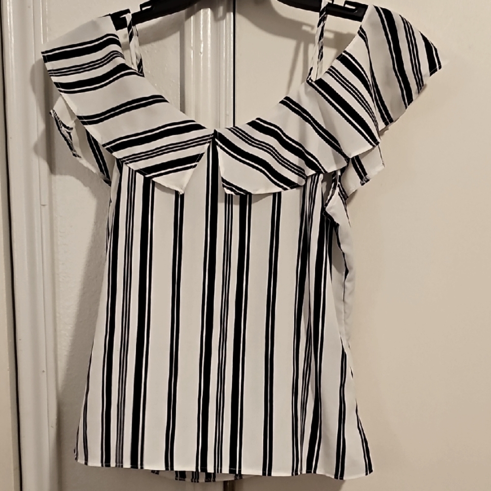 Striped Black and White Women's Top